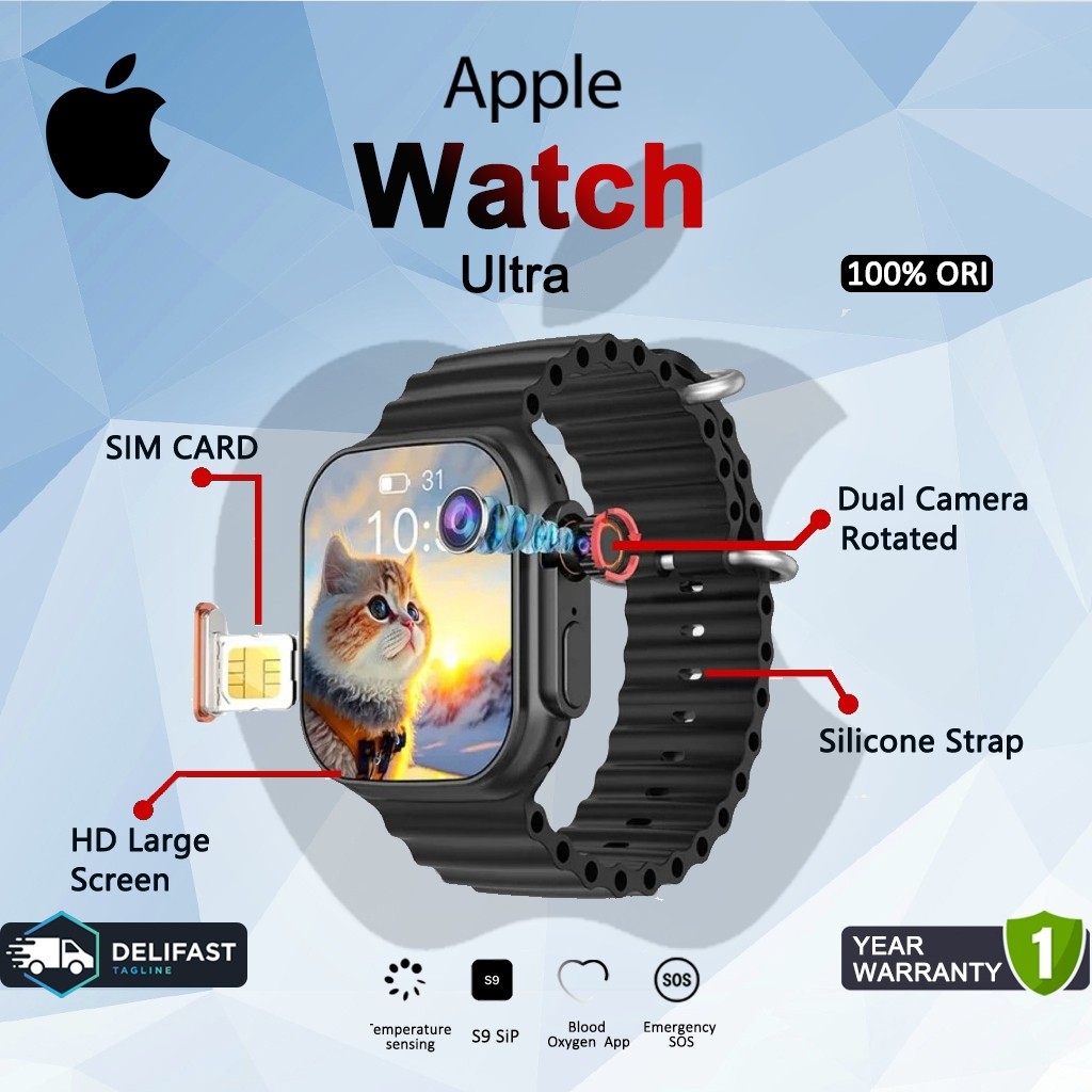 [Panggilan Call] Apple Watch Series Ultra Bisa 4G/5G SlM Card 360°Rotational Camera RAM 4/64GB | Bis