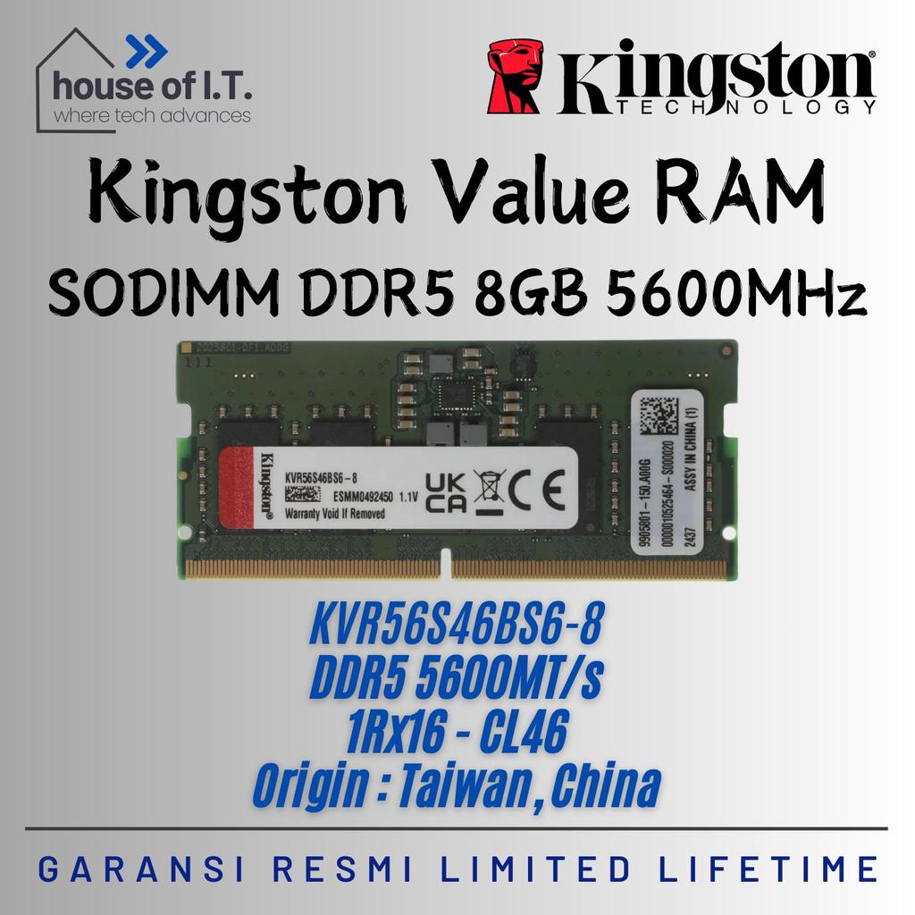 RAM SODIMM KINGSTON VALUE RAM 8GB DDR5 5600MHz - RAM Sodimm Kingston 8GB DDR5 5600MHz - RAM Sodimm K