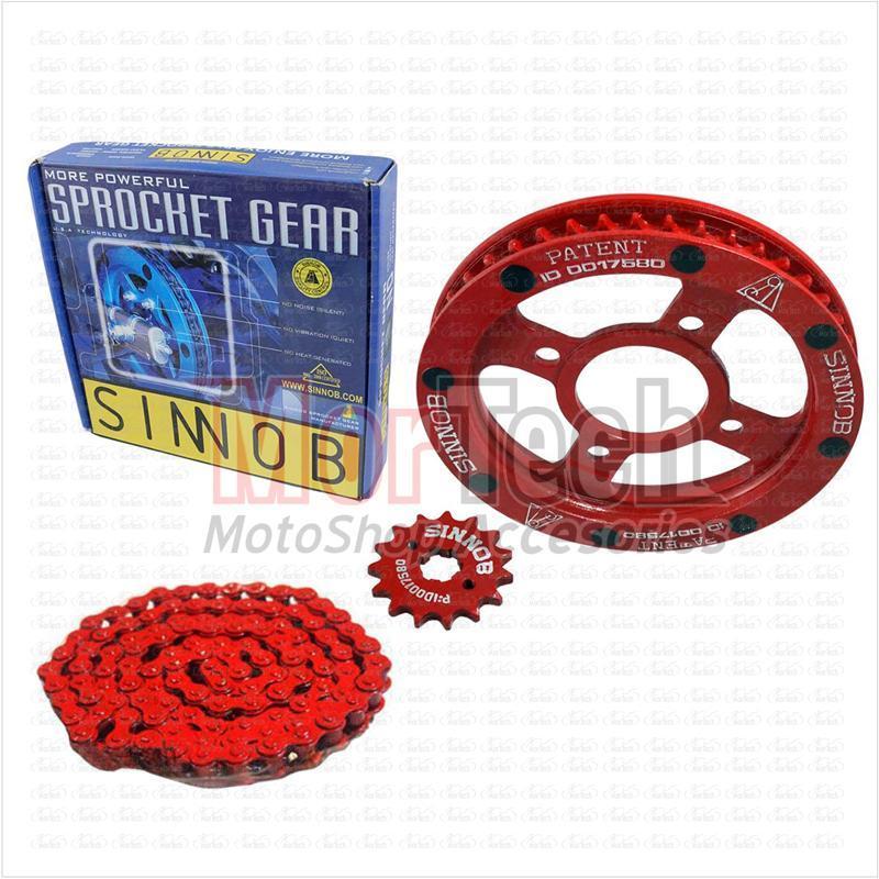 Sinnob Gear set Rantai Motor Chain Kit Motor CB150R - CB 150 R New Colour Chain Merah