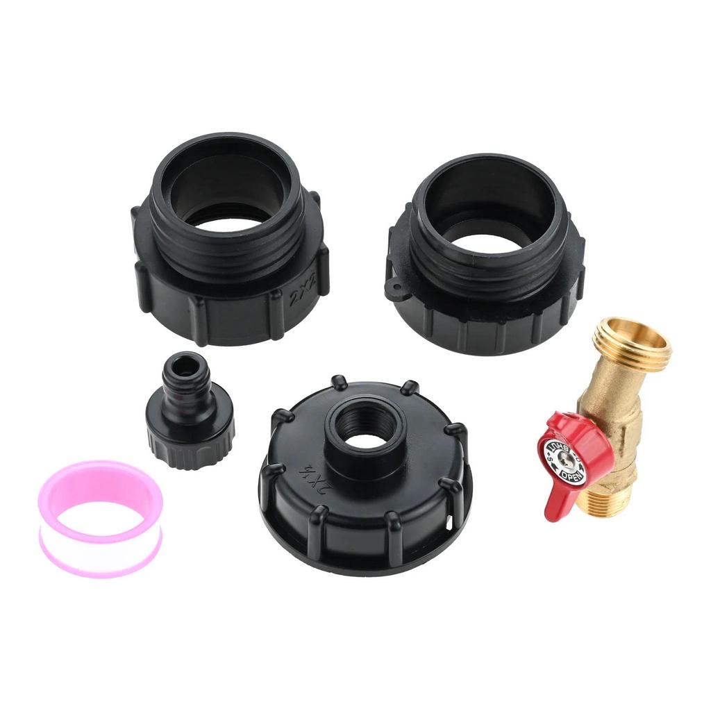1Set IBC Tote Adapter for 275-330 Gallon Water Tank Fittings 2.44" Fine & 2.36" Coarse Thread 1/2" M