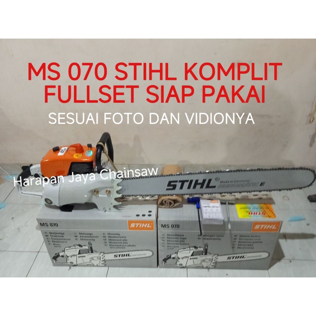 Termurah Mesin Chainsaw Stihl MS 070 Komplit Berikut Bar Laser 36 Inch dan Rantai Siap Pakai.Mesin S