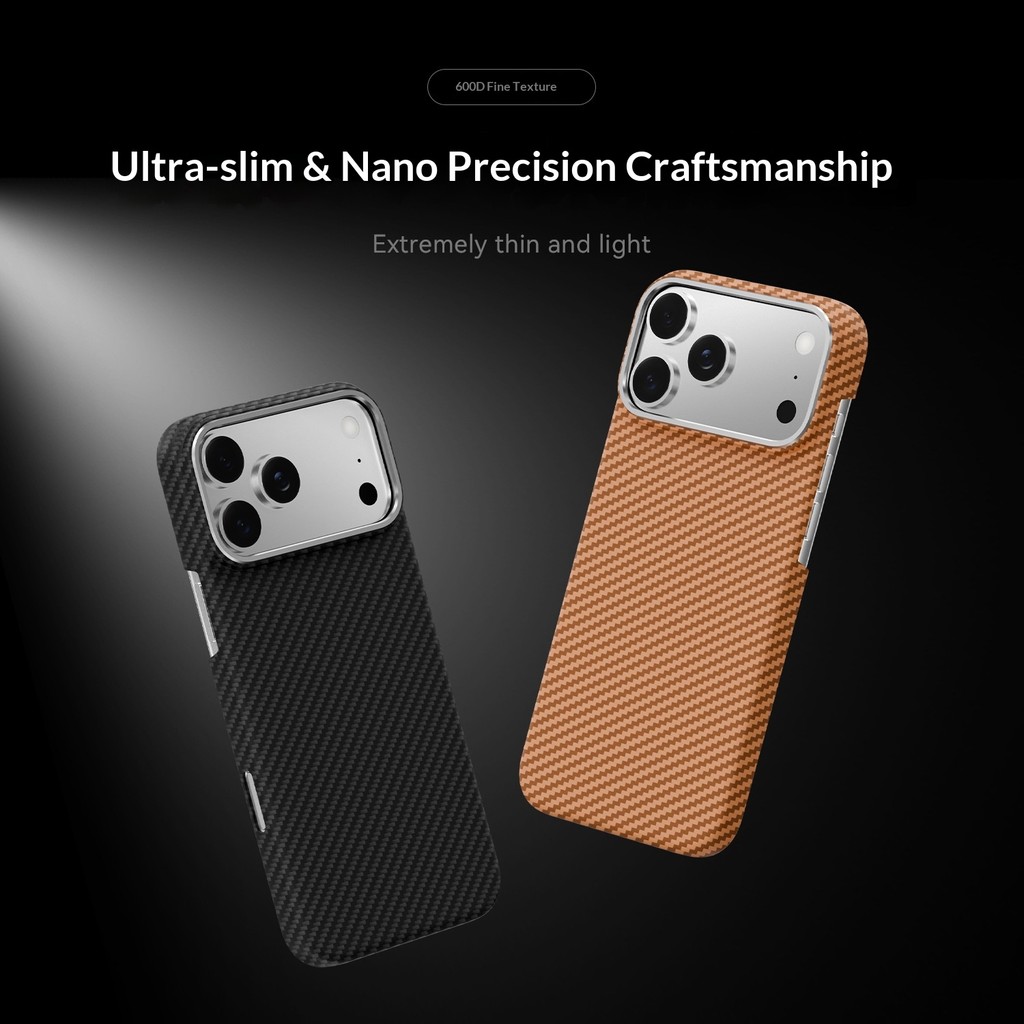 luxuly Aramid Fiber Case for iPhone 17 Pro Max Aramid Fiber Thin Cover Military Protection Slim Hard
