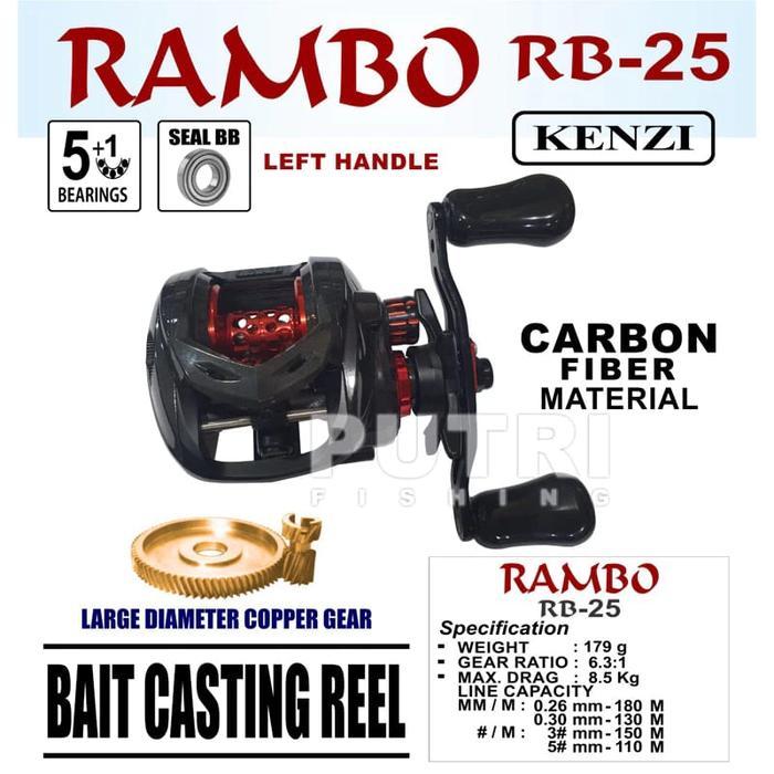 (Berkah Sport) Reel Kenzi Rambo RB-25 Bait Casting untuk Joran BC Pancing