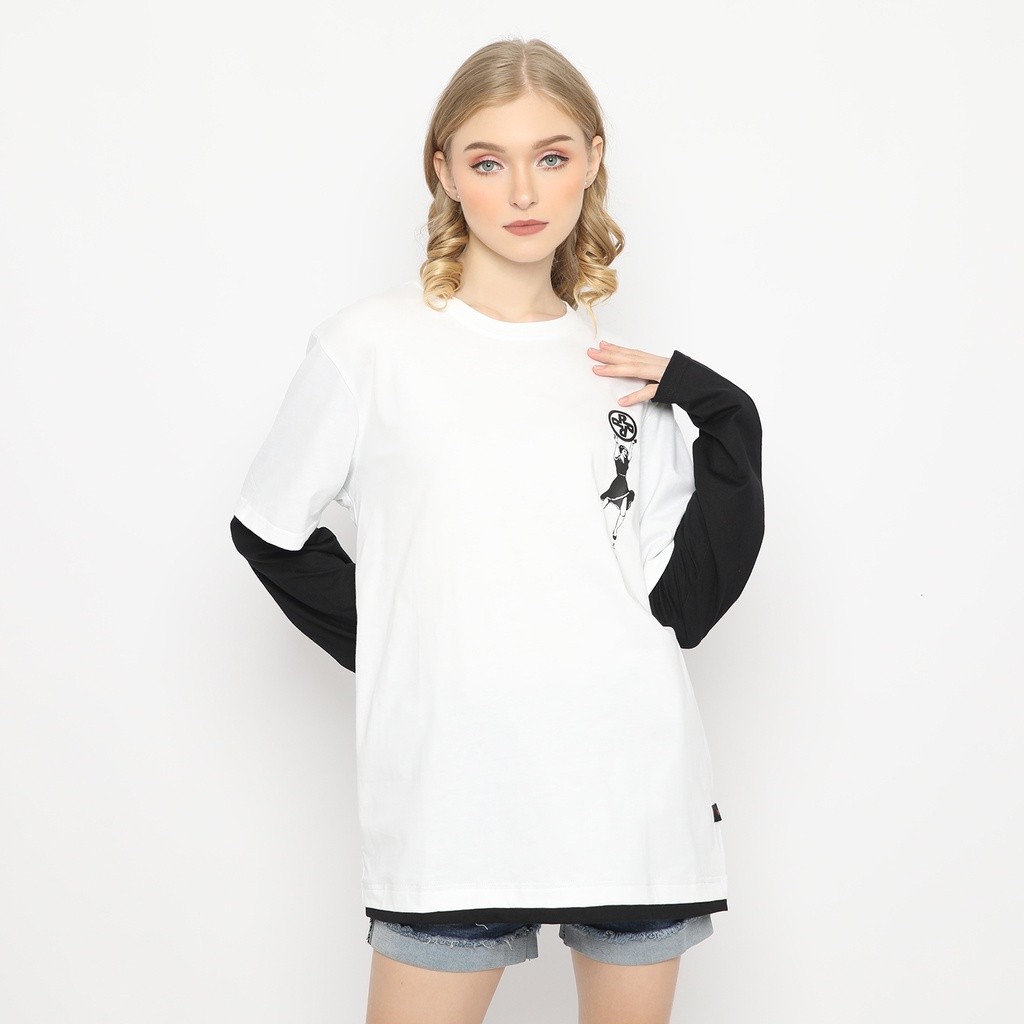 (COD) Peoples kaos double layer unisex dance alone - Putih hitam