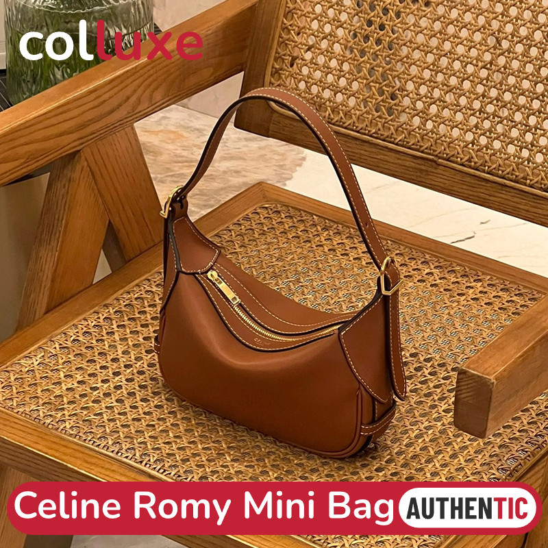 Menyediakan resi CelineTas ROMY Mini kulit sapi lembut warna ganti 19cm Hobo Bag women's shoulder ba