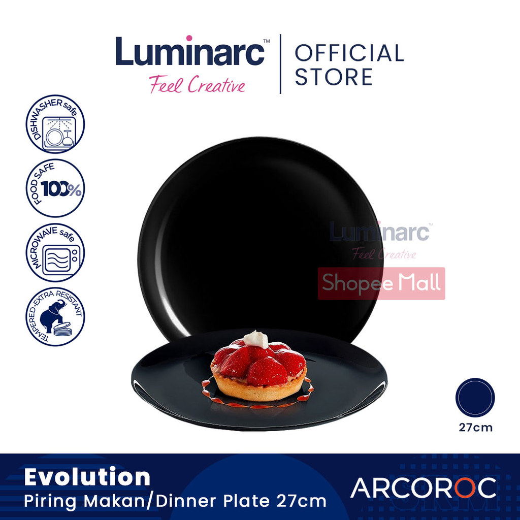 ARCOROC Piring Makan/Dinner Plate Hitam Evolution 27cm