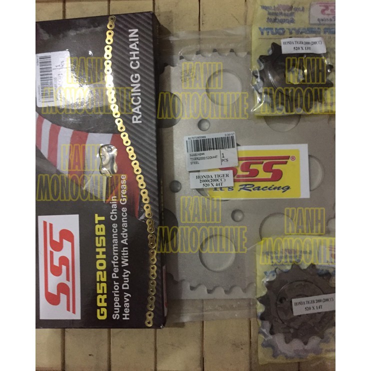 Gear SSS (Set) 520 : HONDA TIGER : Size 13T~15T + 42T~45T + HSBT 110L Gold