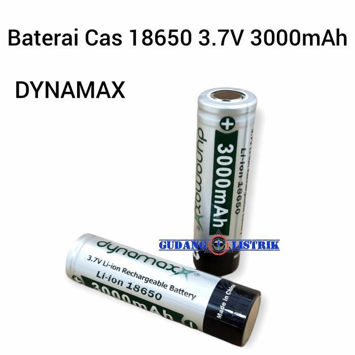 Baterai Lithium 18650 3.7V 3000mAh DYNAMAX Rechargeable Flat Top