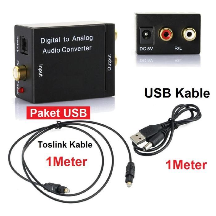 Converter Audio Digital ke Analog Toslink Optical Coaxial RCA Compatible TV - Paket USB