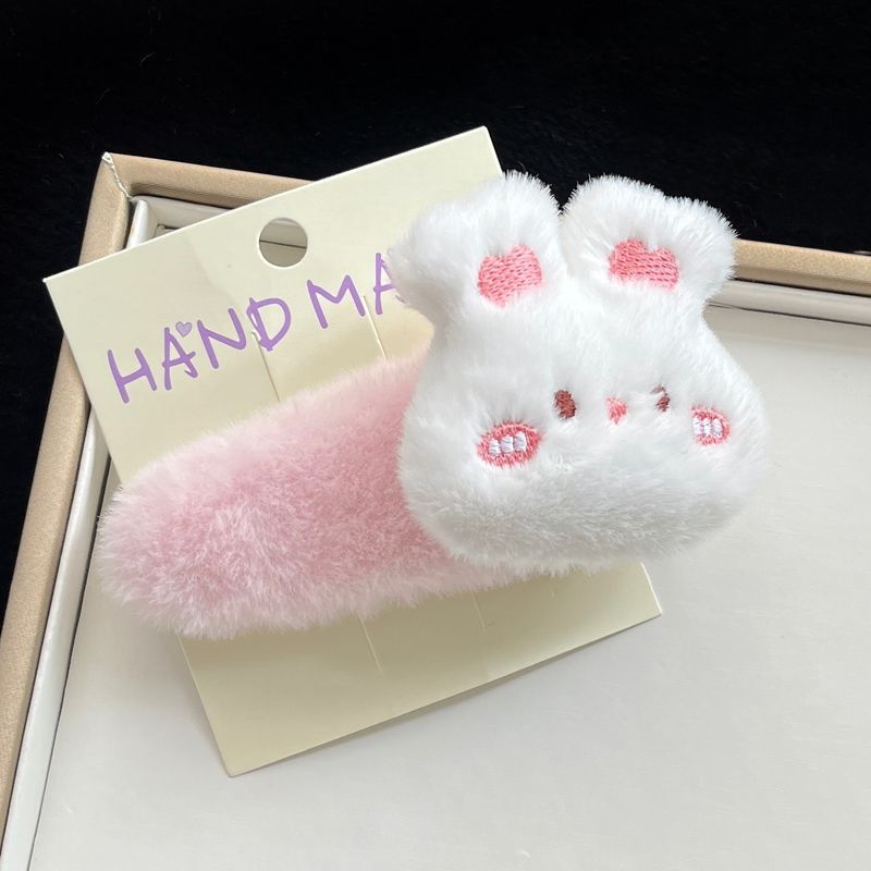1pc Plush cartoon little bear bunny big BB clip cute autumn and winter sweet edge clip furry hair ac