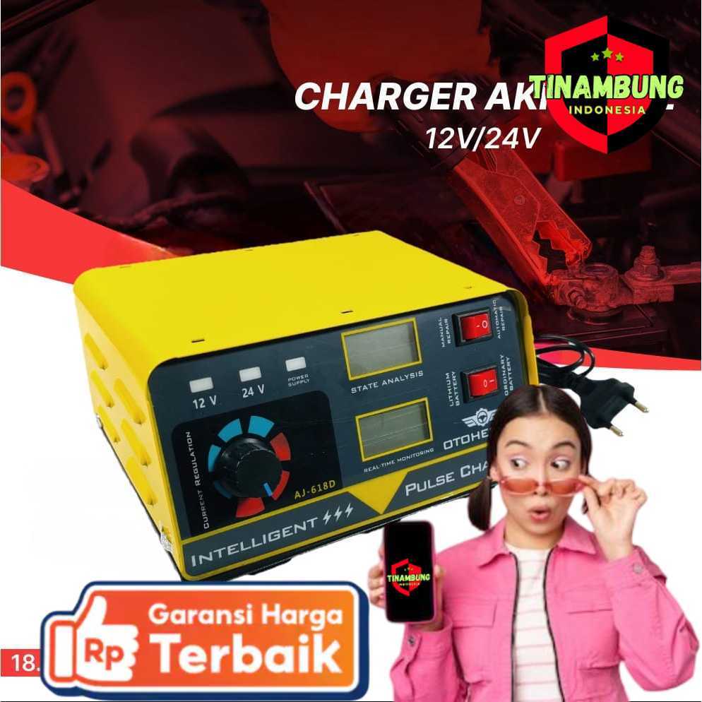 OTOHEROES Charger Aki Mobil Intelligent Battery Charger 12V/24V - AJ-618D