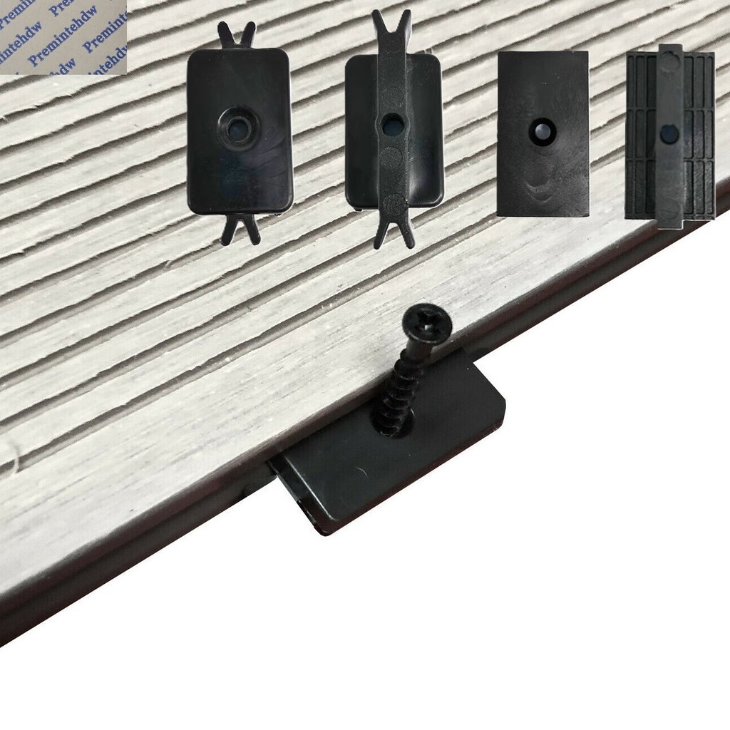 400Pcs Black Plastic Hidden Deck Clip T Fastener WPC Outdoor Flooring