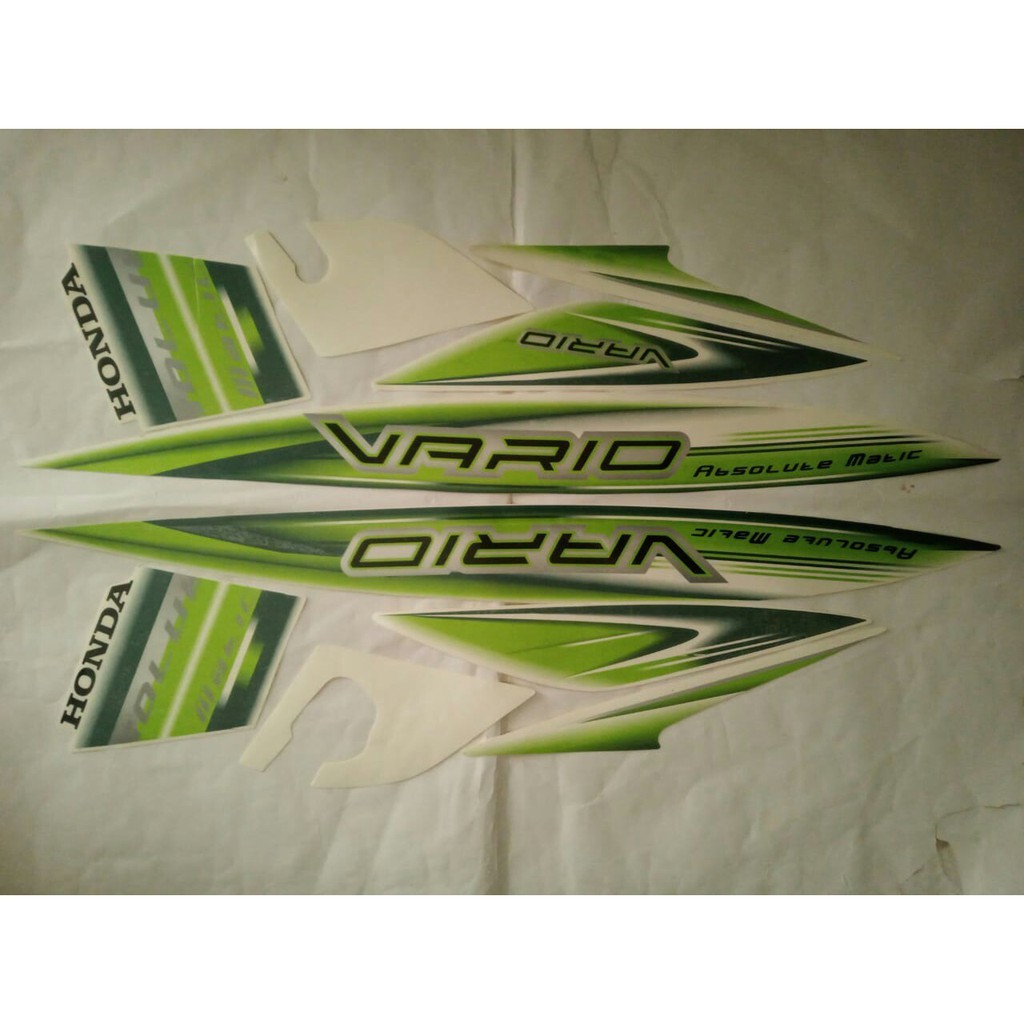 stiker striping honda vario 110 karbu 2009 putih hijau