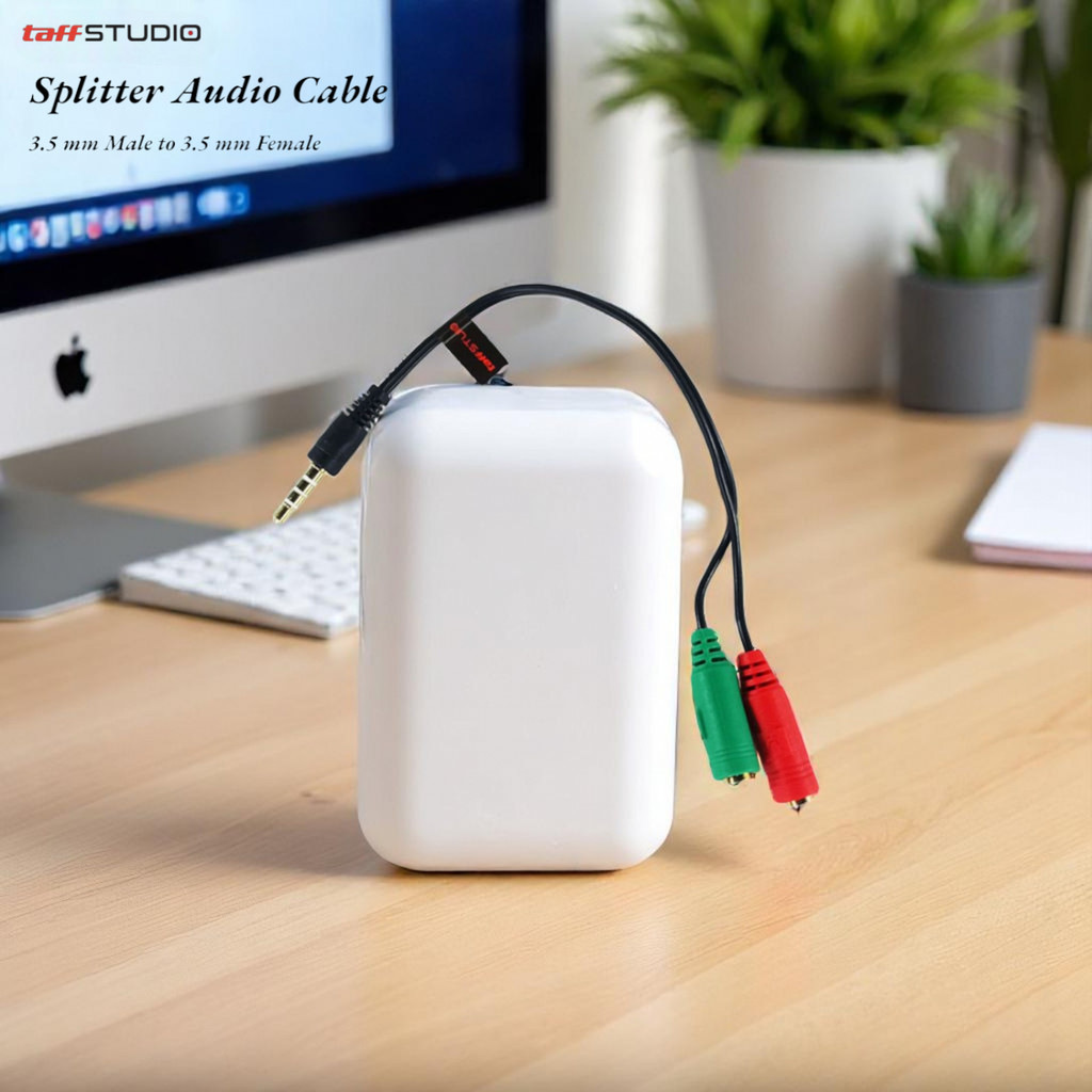 Splitter Audio Cable 3.5mm Male ke 3.5mm HiFi Mic Headphone, Kabel Aux Splitter 1 ke 2 Cabang Audio 