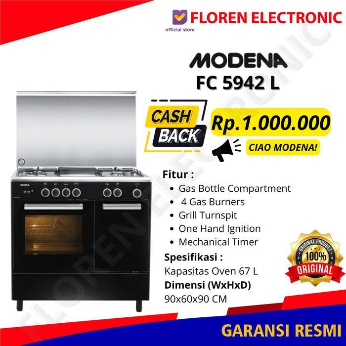 Modena kompor Freestanding FC 5942 L / FC5942L / 5942L 4tungku 90cm ASLI ITALY - GARANSI RESMI MODEN