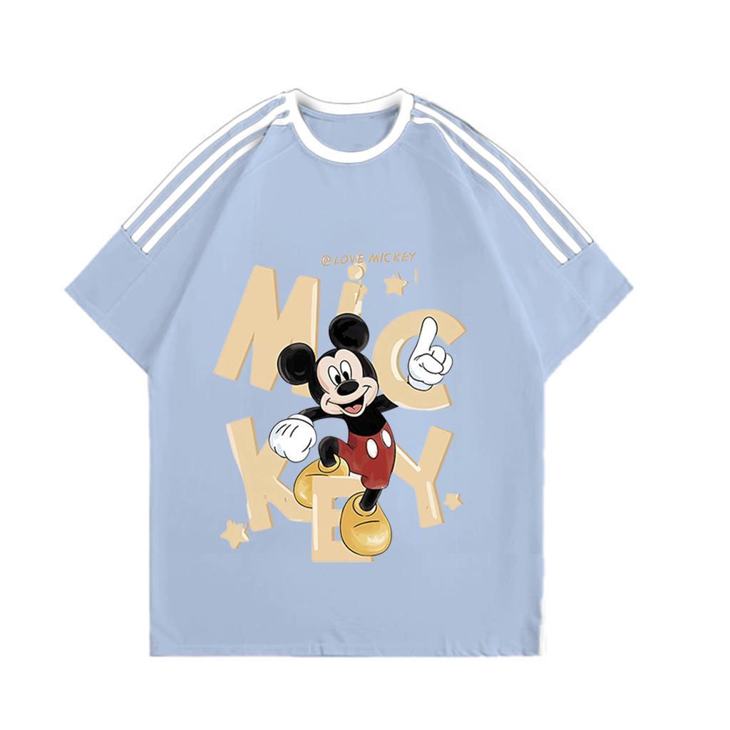 JKT - Kaos Lengan Pendek Garis Tiga | Gambar Miki Mouse | Oversize Unisex | Bahan Cotton