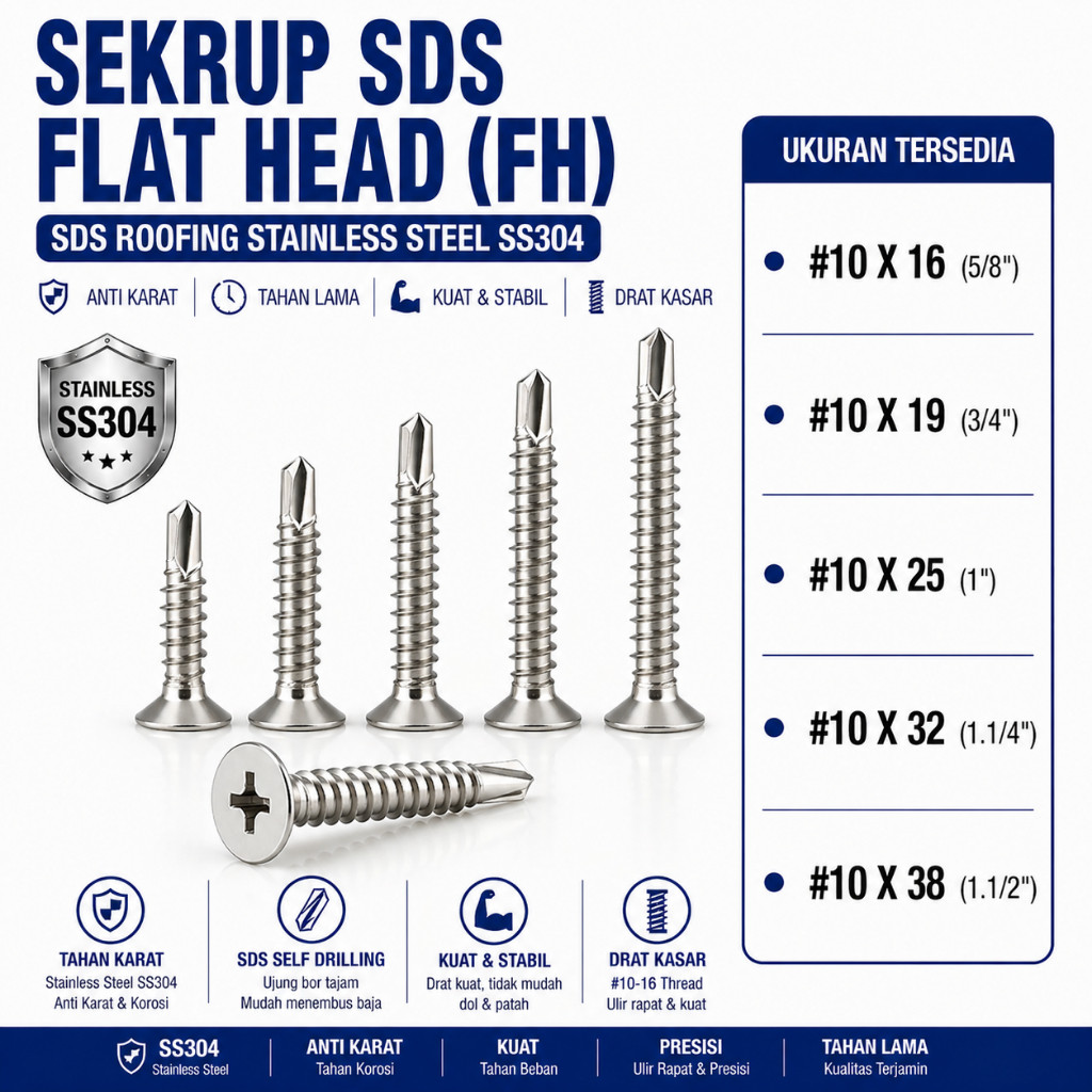 Sekrup SDS FH #10X25 / SDS Roofing #10-16 X 1 Stainless SS304