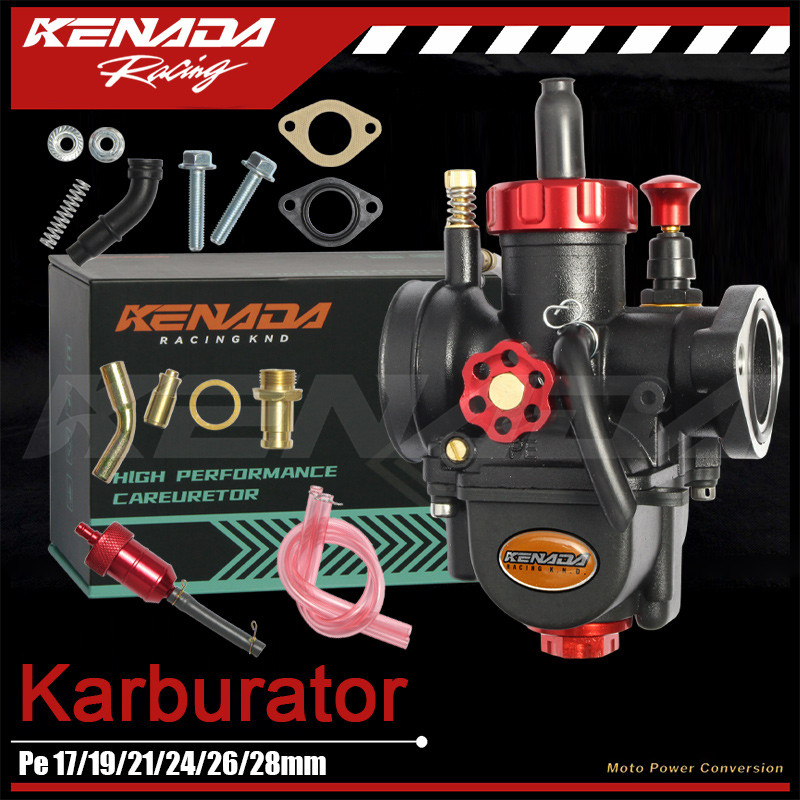KENADA RACING  Karburator Karbu Pe 17/19/21/24/26/28MM Flange Black Cocok Untuk Sebagian Besar Seped