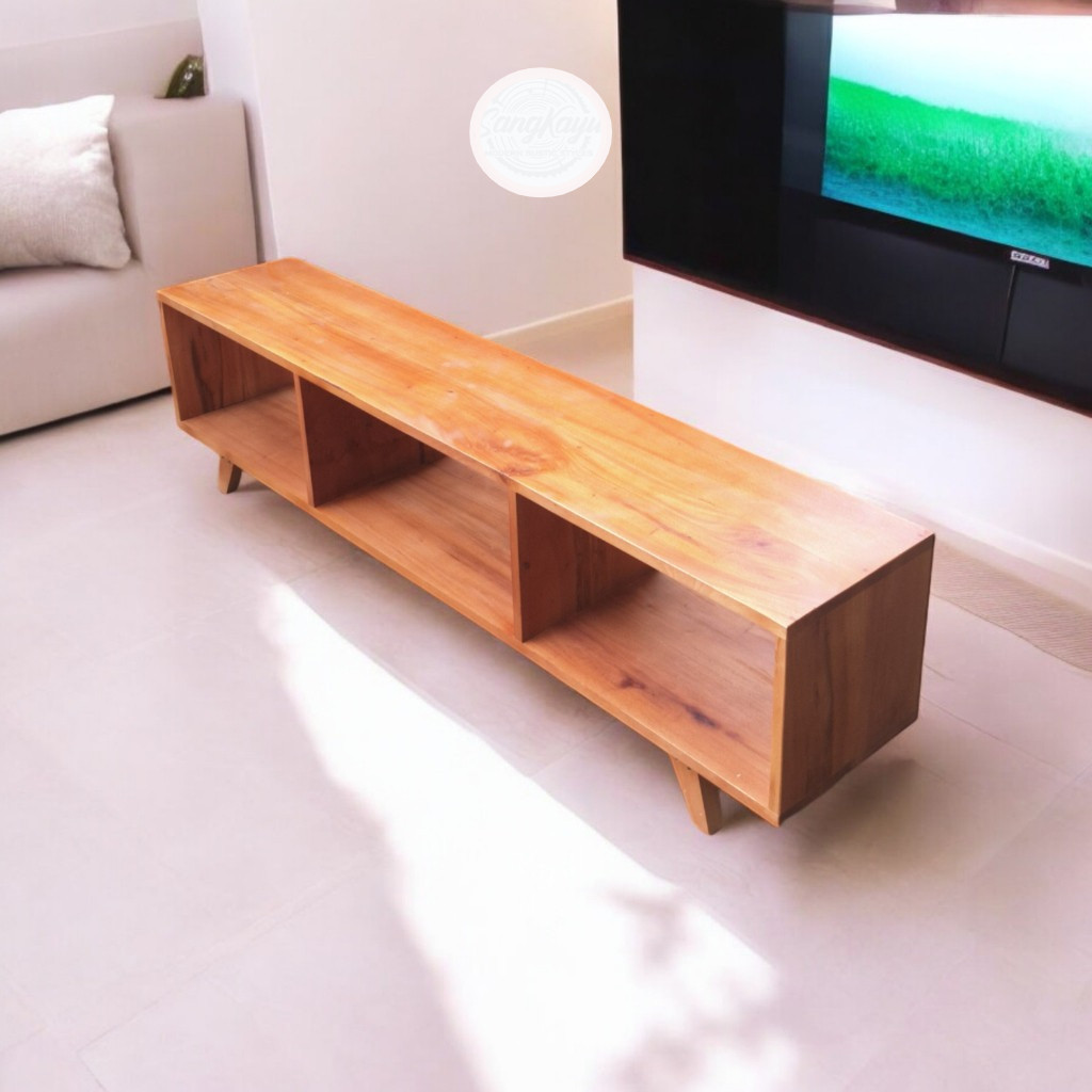Wooden Desk Meja TV Minimalis Modern Rak TV Rak Serbaguna TV Stand Kayu Asli