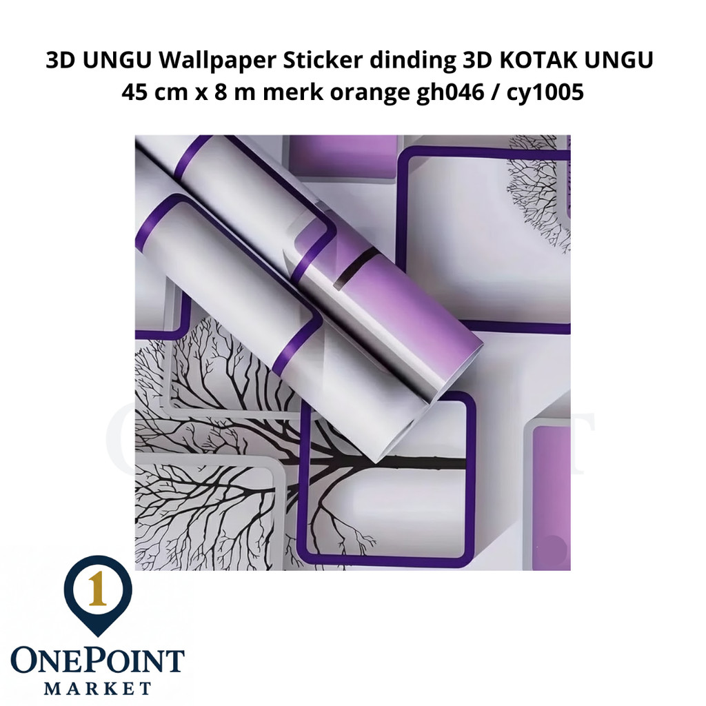 3D UNGU Wallpaper Sticker dinding 3D KOTAK UNGU 45 cm x 8 m merk orange gh046 / cy1005