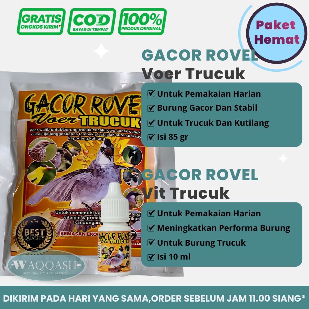 Paket Hemat Voer Trucuk & Vitamin Gacor Rovel Pakan Dan Vitamin Penggacor Max