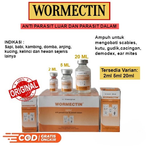Wormectin Injeksi Kemasan 2ml 5ml 20ml Medion / Obat Suntik Jamur Parasit Gudik ( Gudig ) Scabies Ca
