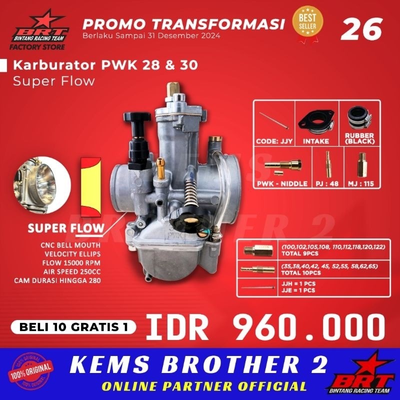 SUPER FLOW BRT KARBURATOR KARBU PWK 28 PWK 30 GEN 2 ORIGINAL