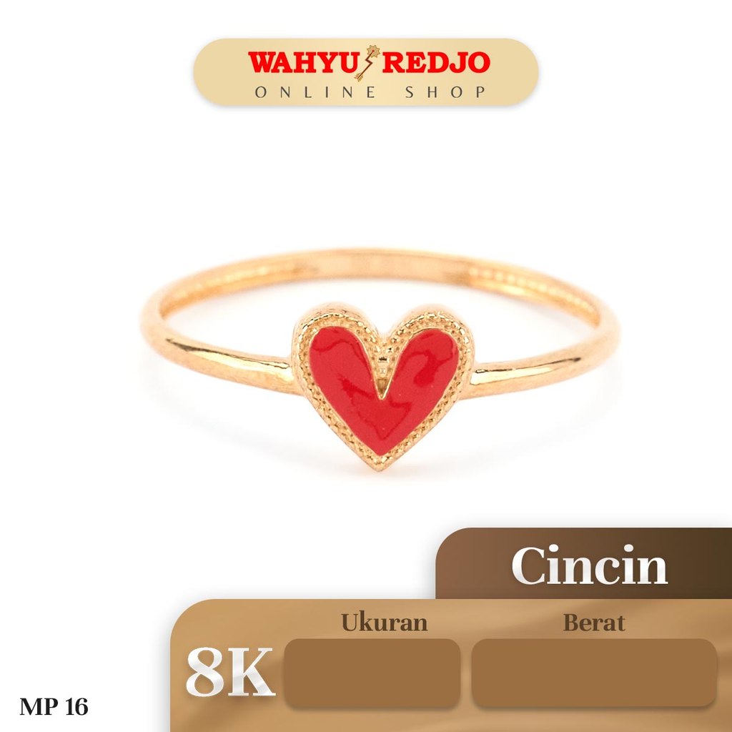 Cincin Emas Love Merah 8K Wahyu Redjo