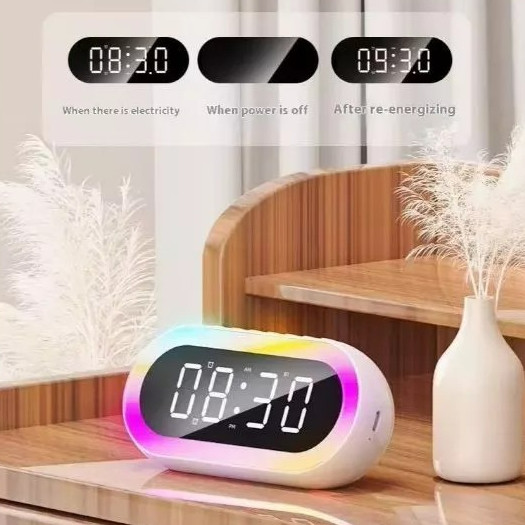 (Arunika) Panda Home Jam Digital LED Speaker Bluetooth Smart Clock Alarm Speaker Radio FM Jam Meja M