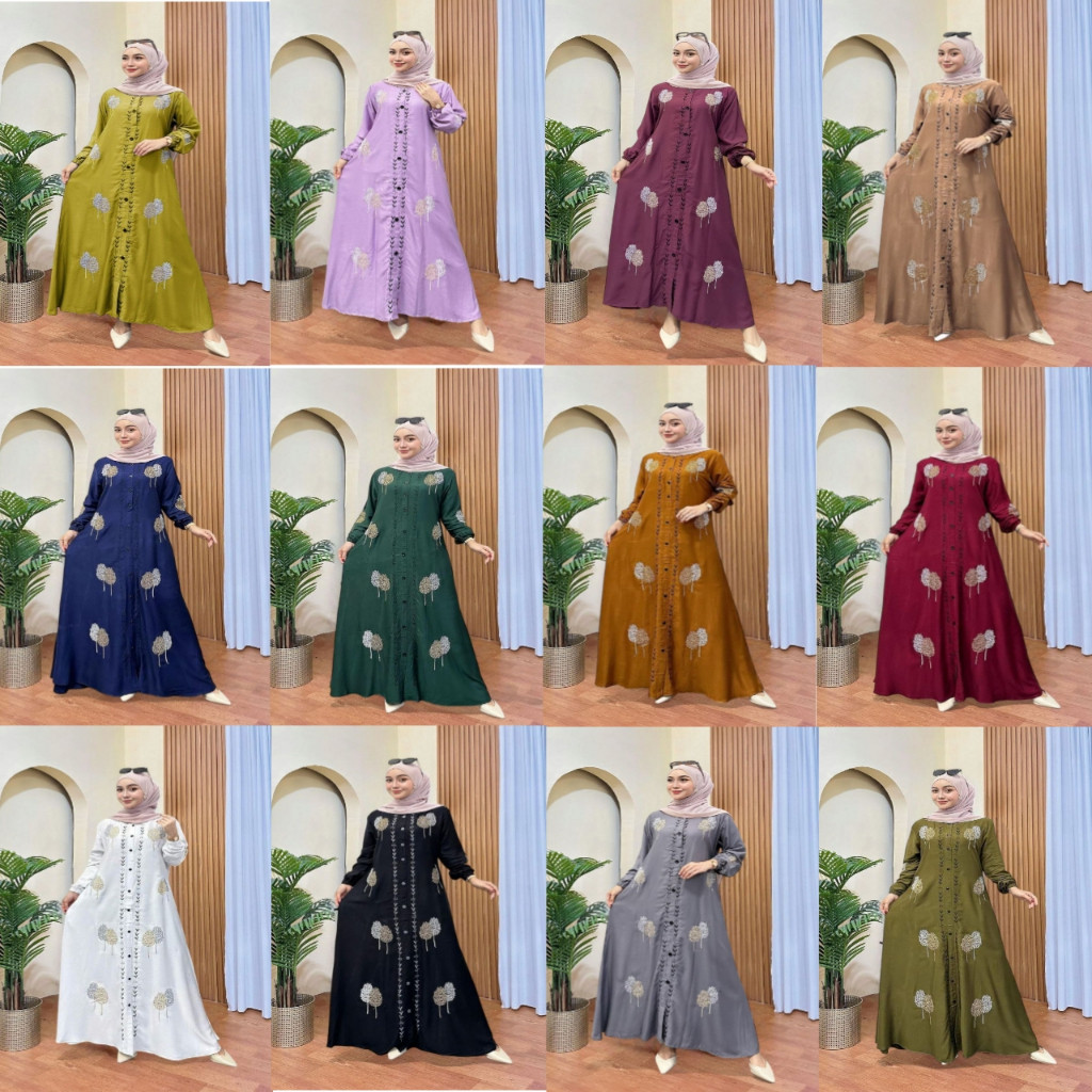 Gamis Twill Bahan Ori Import Premium Grade A Mewah Bordir Polos Size M,L,XL,XXL - Gamis Pekalongan
