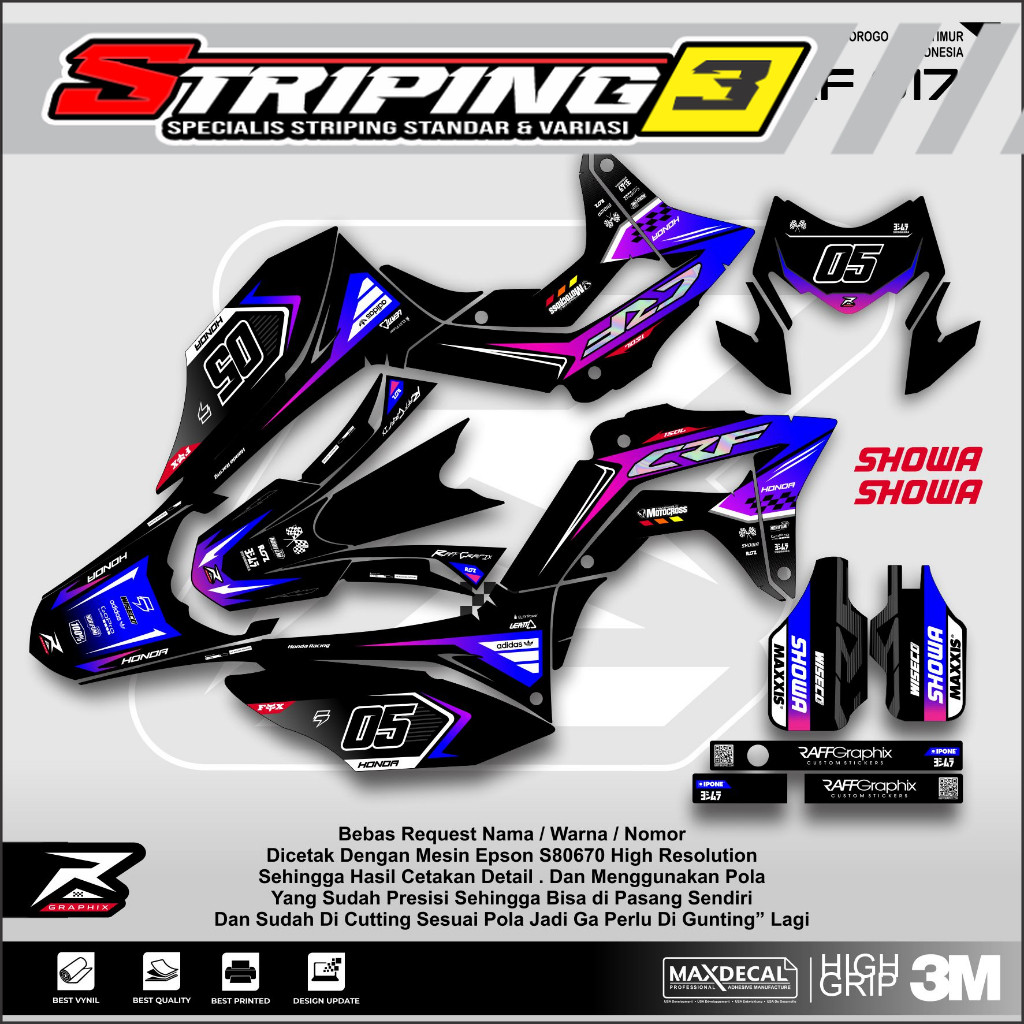 Sticker Crf 150 Full Body Decal Crf 150 Full Body Decal Crf Biru Merah Hitam