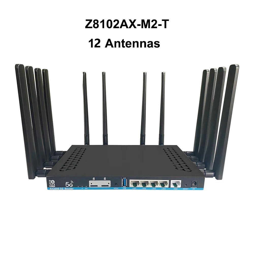 Wifi6 5G Router Dual SIM Card Mesh 3000Mbps Openwrt DDR4 1GB 4 Gigabit LAN USB30 MUMIMO 12 Antenna A