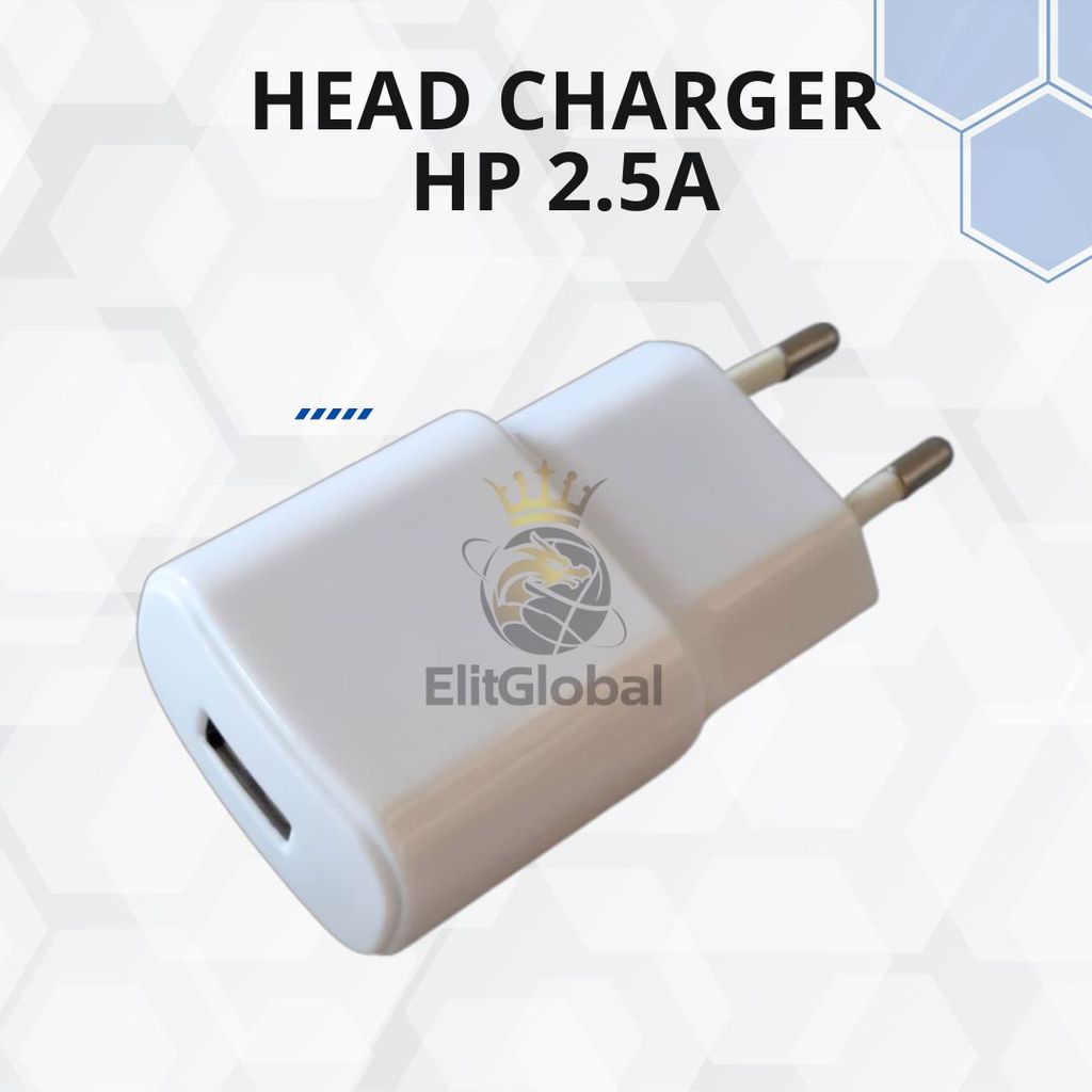 Kepala Cas USB 2.5A Putih Adapter Charger HP Murah Single Port Tanpa Kabel