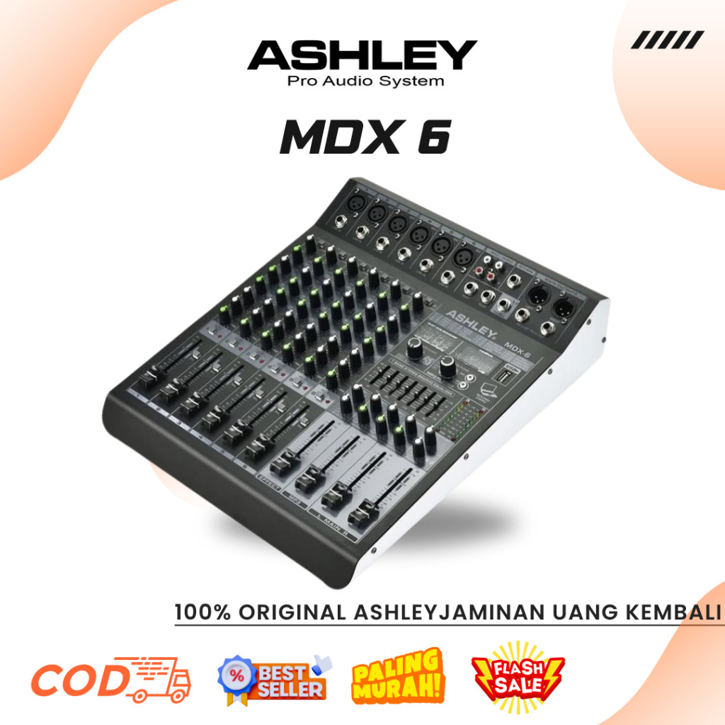 Ashley MIXER ASHLEY MDX 6 ORIGINAL 6 CHANNEL USB BLUETOOTH / Mixer Ashley MDX 6 Original