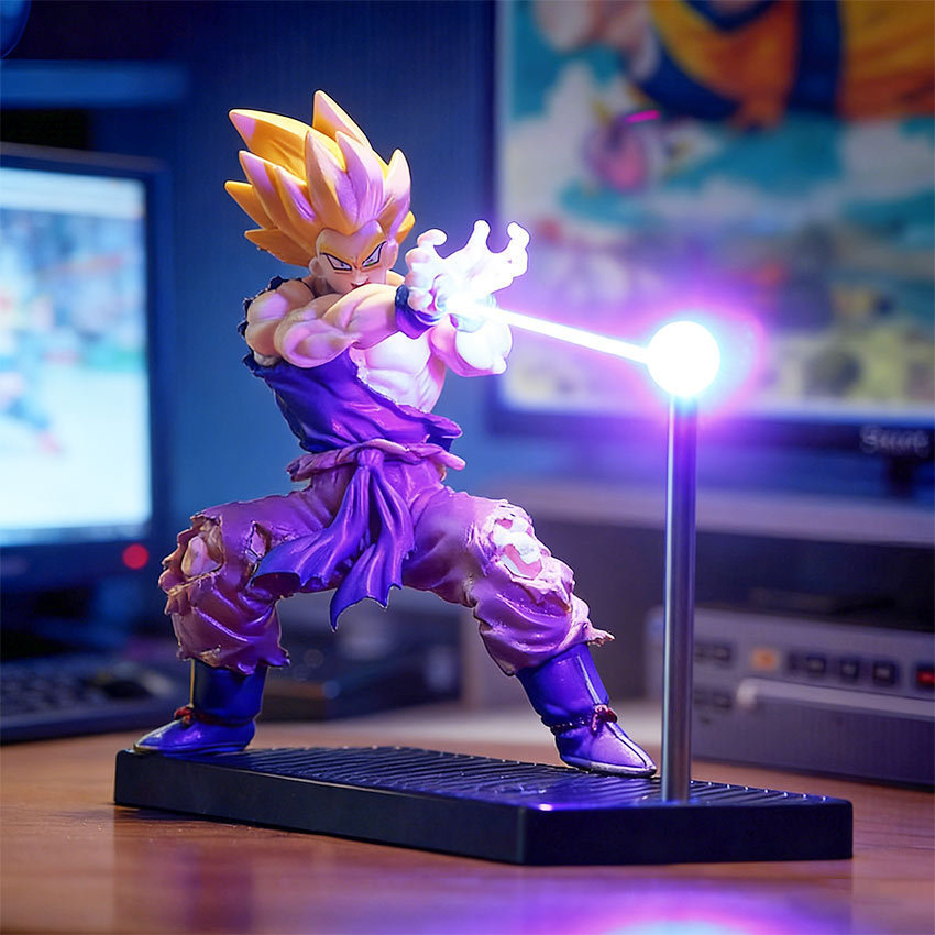 Lampu Tidur Dragon Ball LED / Statue Goku Kamehameha 3D / Dekorasi Meja Kamar Gaming Anime / Cocok U
