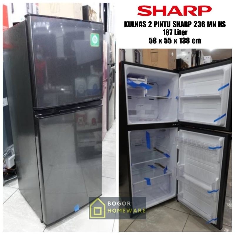 GS (KHUSUS BOGOR) KULKAS SHARP 2 PINTU SJ 236 MN-HS 187 LITER