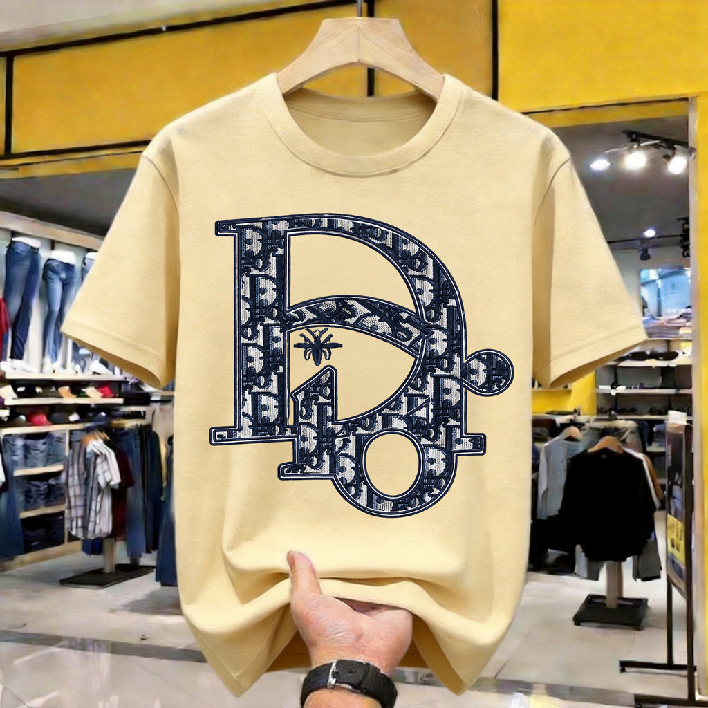 Dior Monogram Patch D Logo Kaos Polos Katun Premium Tebal 210GSM Original Indonesia Size Lengkap Loo