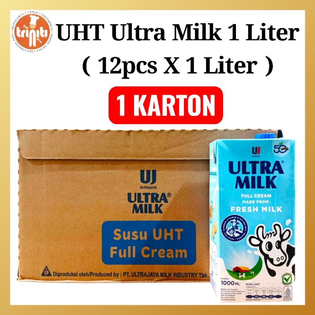 1 KARTON Susu UHT Ultra Milk 1 liter ( 12pcsx1Liter )