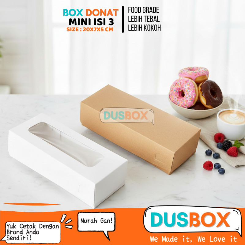 box donat / box donat isi 3 / box donat jendela / box donat 20x7x5 / box donat isi 3 putih