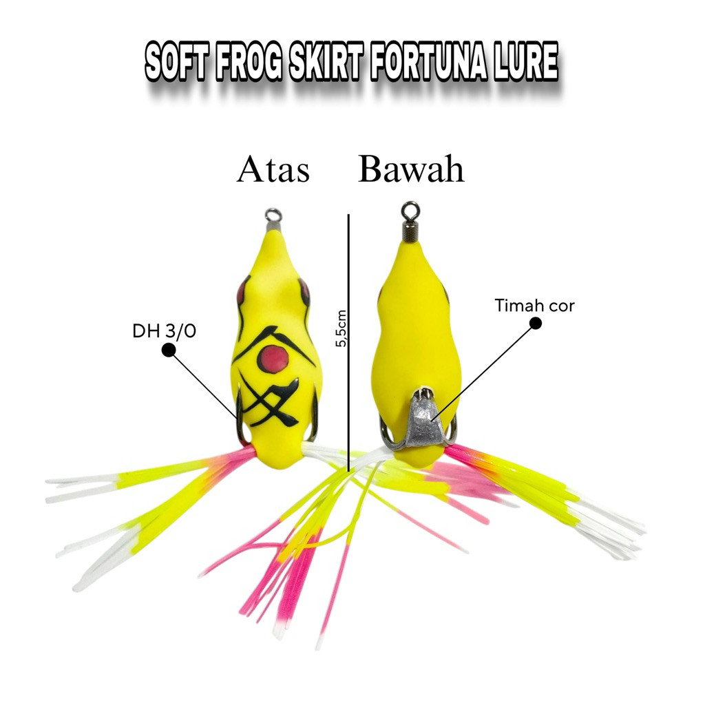 UMPAN CASTING SOFT FROG SKIRT TIMAH COR FORTUNA LURE UKURAN 5,5 cm ,BERAT 8GRAM