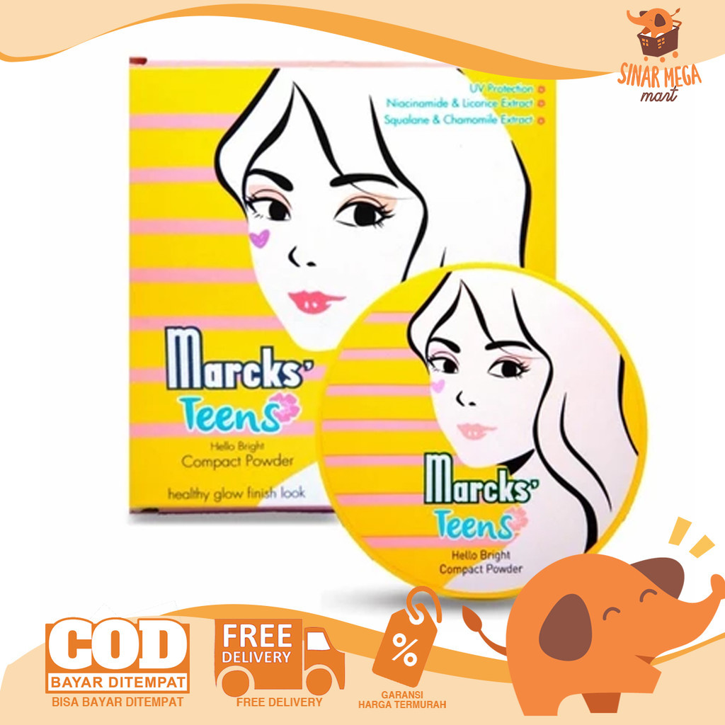 MARCKS Teen Compact Powder – Natural Beige, Putih, Crème, Rose, Invisible | Bedak Padat Marcks