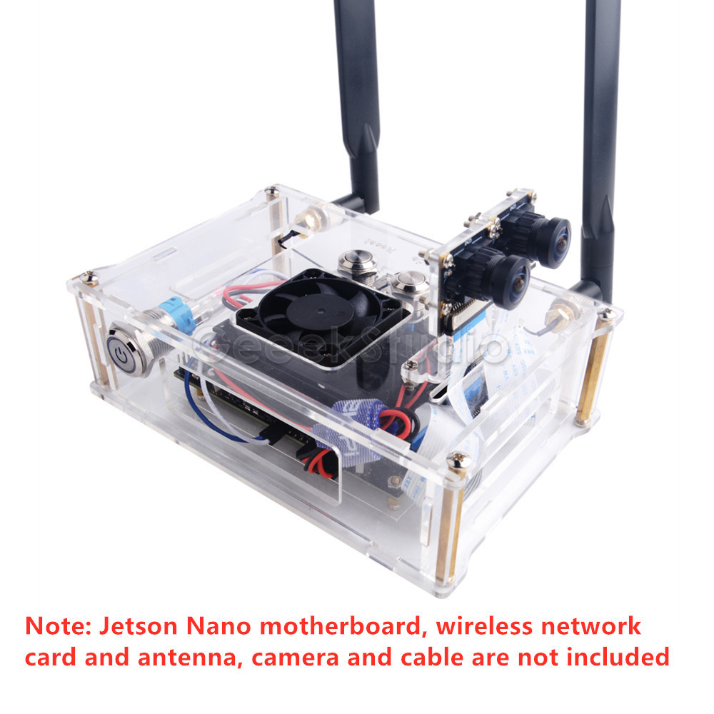 NVIA Jetson Nano B01 Developer kit Clear Acrylic Case for Jetson Nano with Cooling Fan & swit button