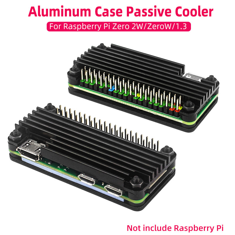 Raspberry Pi Zero 2 W Aluminum Case Passive Cooling Enclouse Heatsink + GPIO Pin Header for Raspberr
