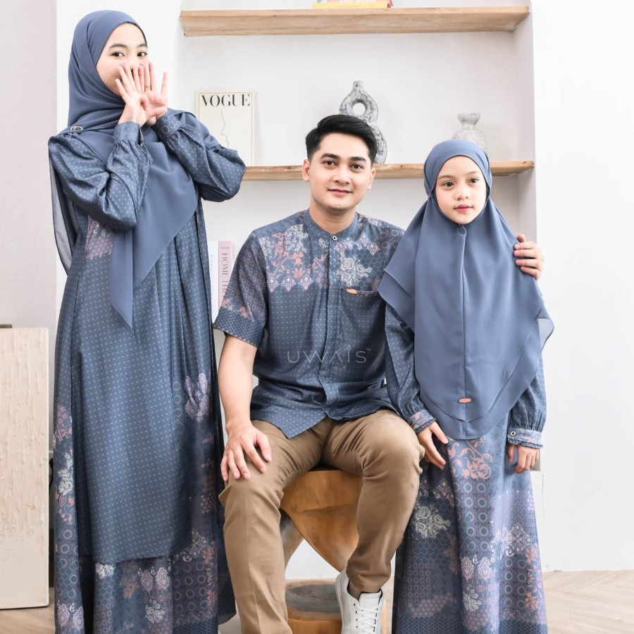 Baju Sarimbit Couple Pasangan Keluarga Muslim Dress Gamis Printing Premium Uwais Tali Nadi Series