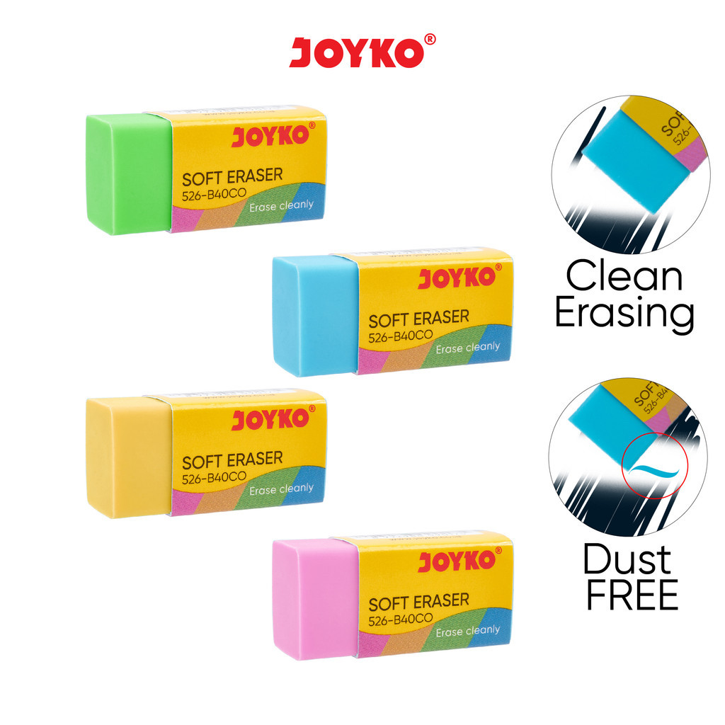 20pcs JOYKO Eraser 526 B40BL / Penghapus Joyko Hitam Putih / Penghapus Pensil/ Penghapus Joyko / Pen