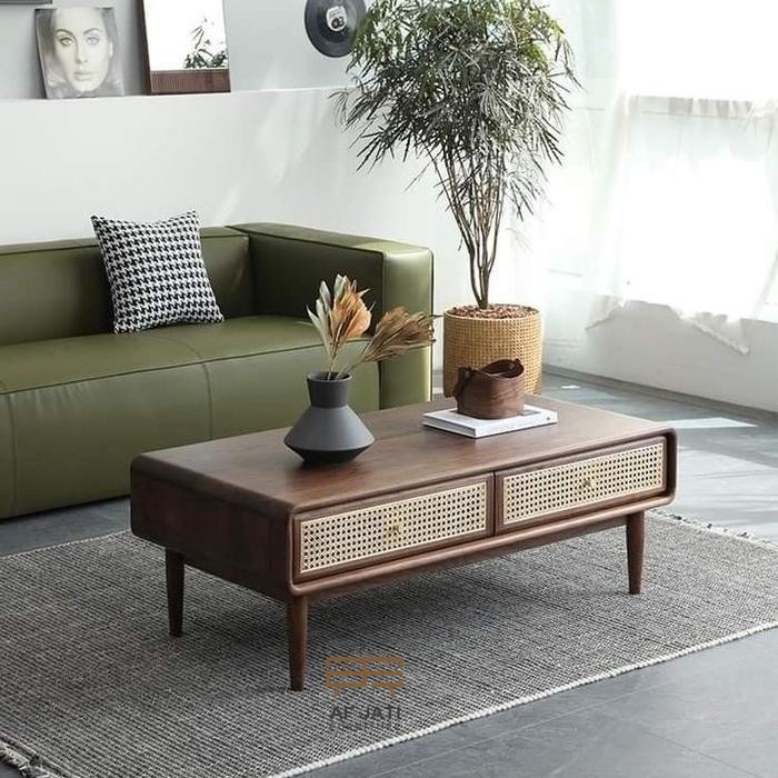 Tamu Retro Meja Tamu Rotan