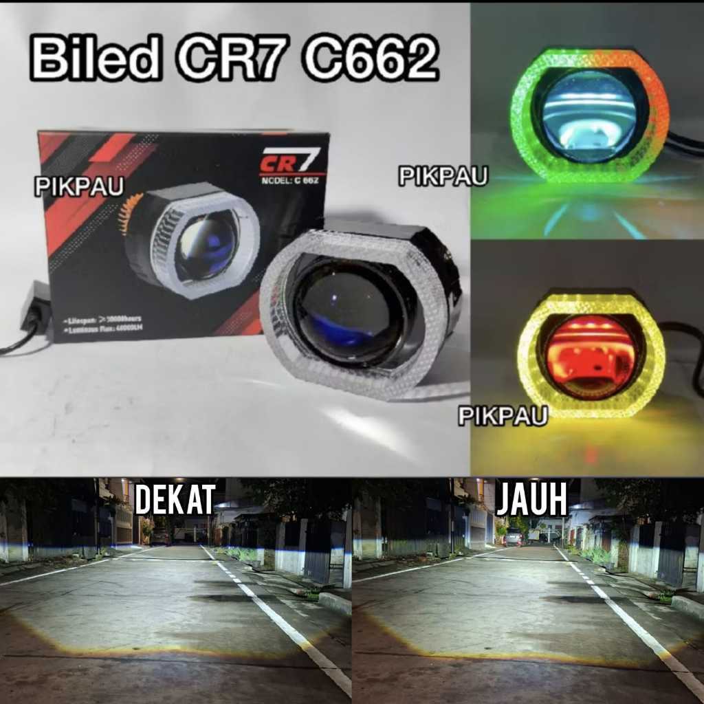 CR7 Lampu Utama Biled C662 Shroud App 2,5inc Devil Eye Blue Lens