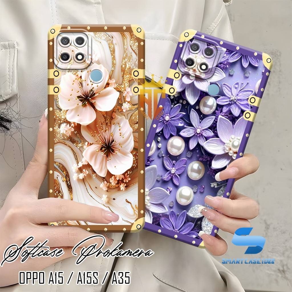 Softcase Prokamera OPPO A15 / A15S / A35 Motif Bunga Bingkai - Case Oppo a15 - Case Hp [CP1]