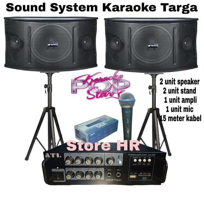 paket karaoke rumah murah speaker targa 8 inch amplifier mic original