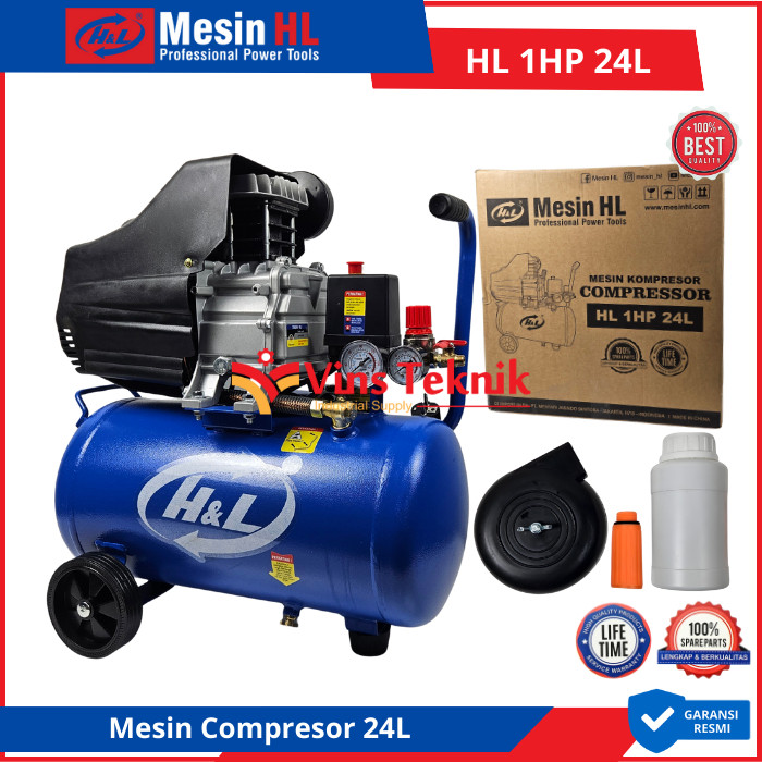 H&L HL 1HP 24L Mesin Kompresor Angin 1.125W Compressor Angin 1HP 24L HNL 1HP 24L